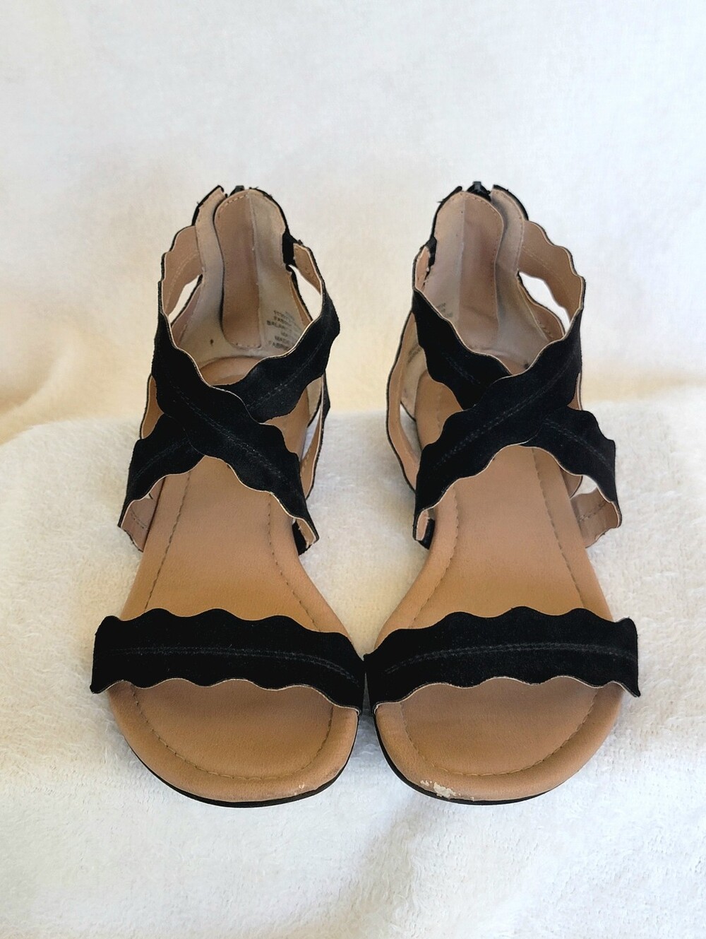 Maurices Black Suede Scalloped Sandals | Summer Shoes Size 6.5